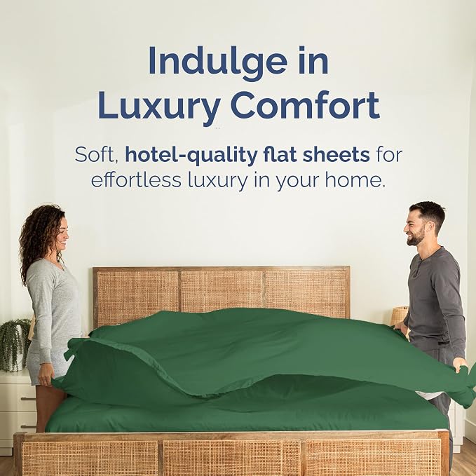 Full Flat Sheet - Single Top Flat Sheet Only - Cooling - Emerald Green | Hotel Luxury Top Flat Sheet Only, Ultra-Soft, Breathable & Cooling, Fade & Wrinkle Free, Easy-Care, Stain & Shrink Resistant