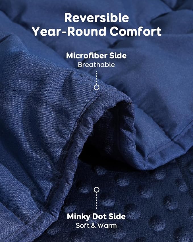 25lbs Weighted Blanket for Adults, 80"x87" King Size Heavy Blankets | Soft Raised Minky Dot Texture, Reversible Cooling & Cozy for All Seasons, 7-Layer Design for Even Weight, Machine Washable