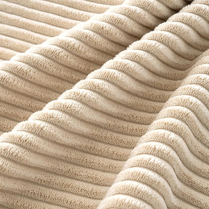 MIULEE Soft Corduroy Decorative Throw Pillow Covers Beige 18x18 | Set of 4, Mordern Nordic Home Decor, All Same Color Set, Boho Farmhouse Cushion Covers for Couch Bed Sofa Living Room