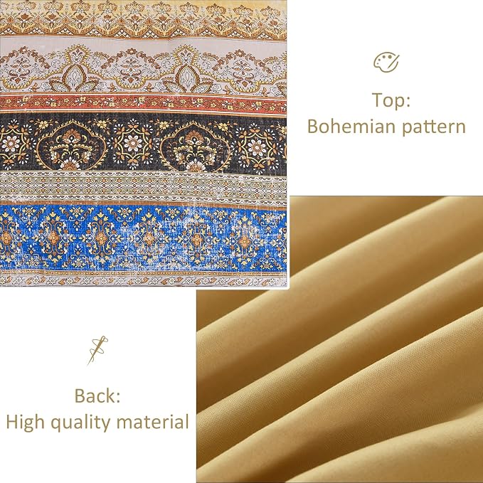 Cottolester Boho Full Comforter Set 8 Pieces,Yellow Bohemian Striped Bed in a Bag,Paisley Soft Microfiber Bedding Comforter Set