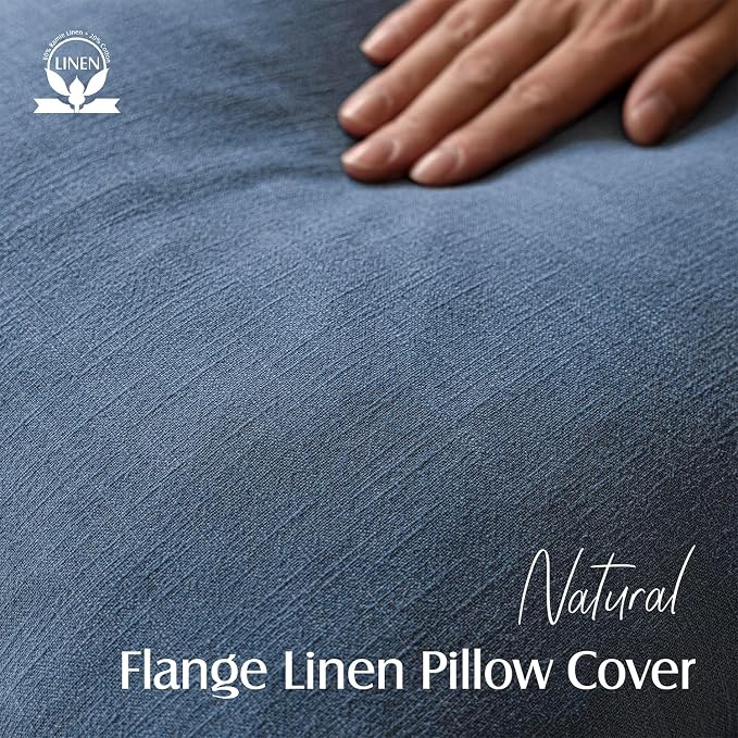 Foindtower Linen Solid Decorative Throw Pillow Covers 20x20 Inch Dark Blue | Pack of 2 Boho Farmhouse Pillowcase,Accent Neutral Cushion Covers,Morden Home Decor for Chair Couch Sofa Bedroom Living Room
