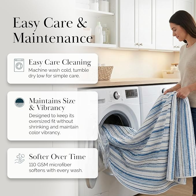 Southshore Fine Living, Inc. Twin XL Quilt Bedding Set, Dorm Bedding Essentials, Stain Resistant, Hotel Quality Striped Bedspread, Twin XL Coverlet Set w/Quilted Pillow Sham, Blue Striped Quilts