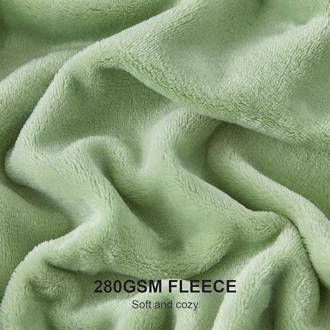 Hansleep Throw Sage Green Fleece Blanket, Soft Flannel Bed Blanket | Fuzzy Cozy Blanket 50x60 Inches, Multi-use for Bed, Sofa, Couch, Travel, Camping, All Season Warm Lightweight Cover