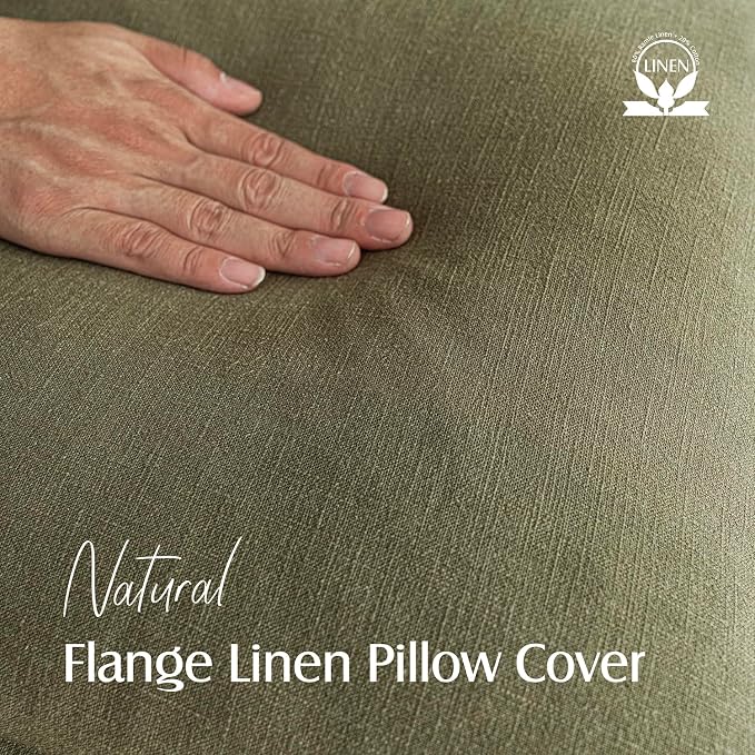 Foindtower Linen Solid Decorative Throw Pillow Covers 24x24 Olive Green | Boho Farmhouse Morden Pillowcase,Pack of 2 Soft Accent Cushion Covers,Rustic Home Decor for Chair Couch Bedroom Living Room