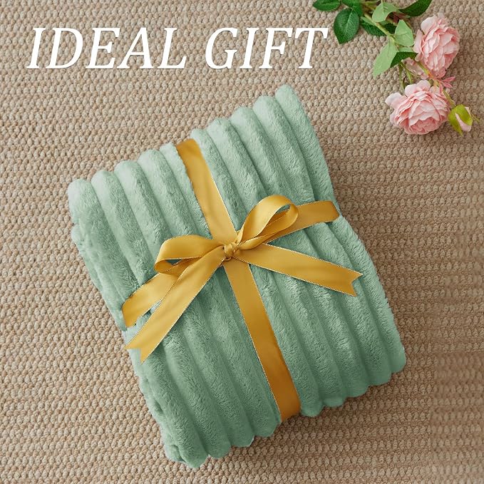 BEDELITE Ribbed Fleece Throw Blanket for Couch, Sage Green, 50"x70" | Ultra-Soft Plush Fleece, Warm Yet Lightweight, Ribbed Texture, Home Decor, Machine Washable, Giftable, All-Season Use