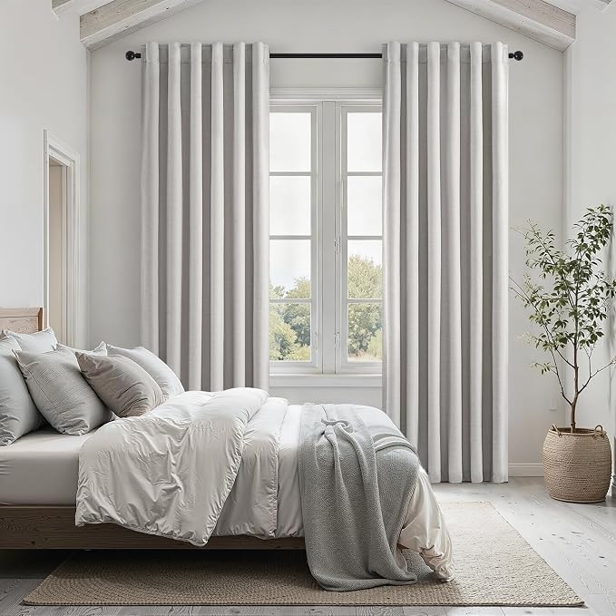 Topfinel 100% Blackout Curtains 90 Inches Long for Living Room 2 Panels Set Thick Linen Texture Energy Saving Curtain Window Coverings Hook Belt Pleated Drapes Aesthetic Bedroom(W40 xL90,Grey Beige)