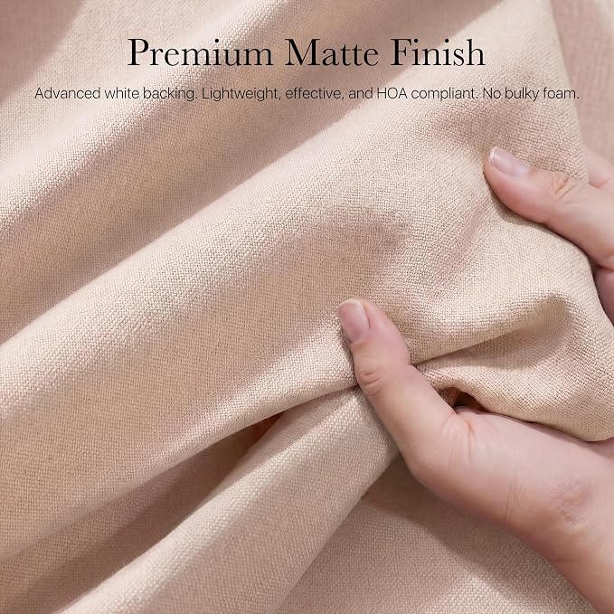 NICETOWN Blush Pink Blackout Curtains for Bedroom 52" w x 84" L 2 Panels | 100% Absolutely Room Darkening Linen Drapes for Living Room Infants Young Children Privacy Vertical Thermal Insulated Decor