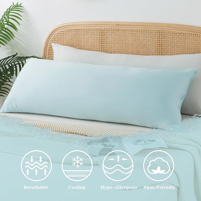 WhatsBedding Memory Foam Body Pillow with Cover, Long Bed Pillow for Adults | Zippered Removable Cooling Cover, Full Body Pillow for Adults, Long Pillow for Sleeping, Ideal for Hot Sleepers