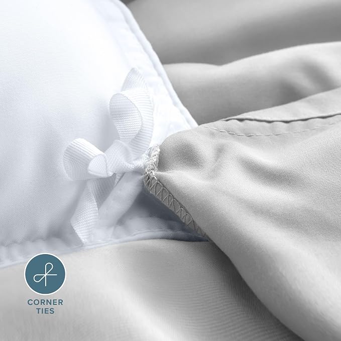 Bare Home Duvet Cover Set 1800 Ultra-Soft (Full, Cloud Grey) | Lightweight, Cooling, Breathable, Premium 1800 Ultra-Soft, All-Season