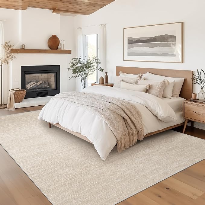 6x9 Area Rugs Non Slip, Large Washable Rugs for Living Room, Brown | Soft Low Pile, Thin & Lighweight Carpet, Folable Stain Resistant Modern Indoor Floor Mat for Bedroom, Dining Room, Home Decor