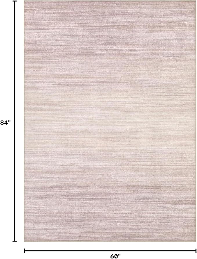 UERMEI 5x7 Washable Area Rug - Neutral Modern Abstract Living Room Rugs, Non-Slip Soft Large Indoor Floor Carpet for Bedroom Home Office & Under Dining Table Decor, Soft Pink