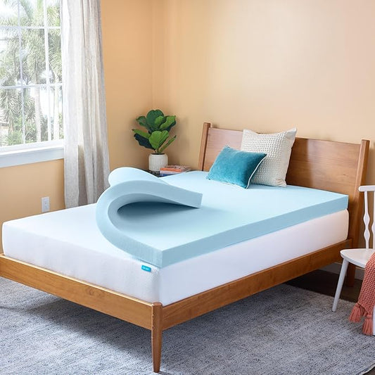 Linenspa Memory Foam Mattress Topper, California King Size - 4 Inch Gel Infused Memory Foam - Plush Feel - Cooling and Pressure Relieving - CertiPUR Certified