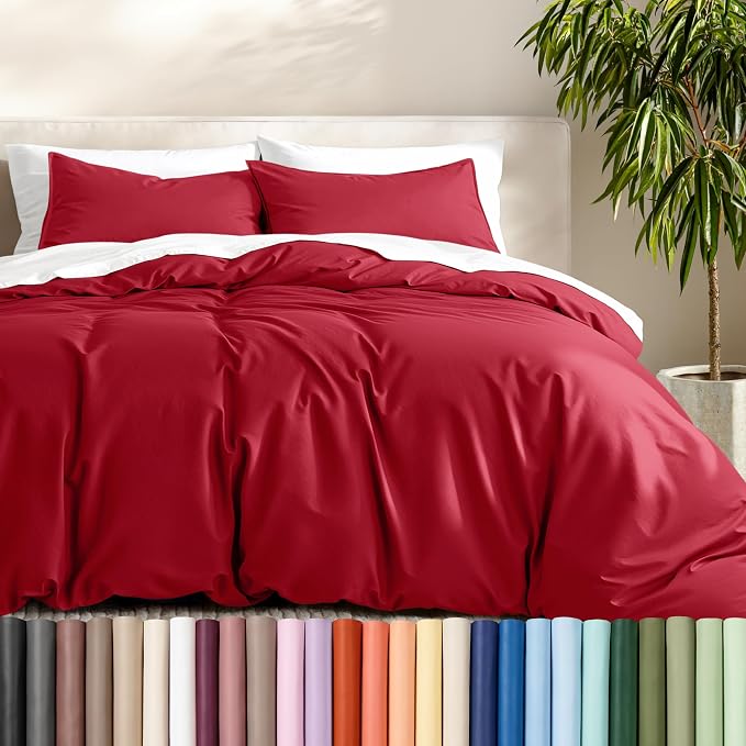 Bare Home Duvet Cover Set 1800 Ultra-Soft (King, Red) | Lightweight, Cooling, Breathable, Premium 1800 Ultra-Soft, All-Season