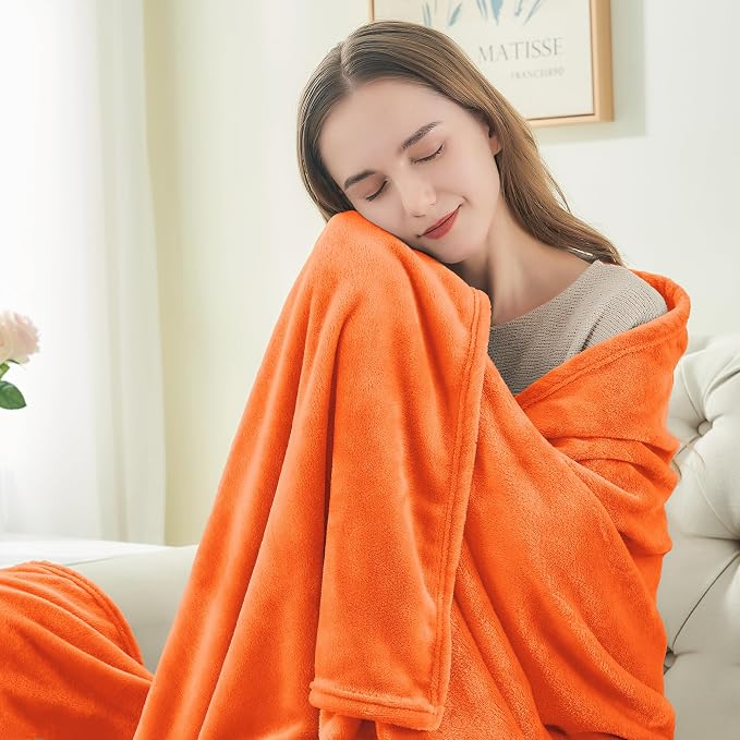 BEDELITE Fleece Blankets 108 inch x90 Size Orange Throw Blankets for Bed & Couch,Plush Cozy Fuzzy Blanket, Super Soft & Warm Lightweight Fall Blankets | Ultra Soft Fleece, Plush Microfiber, Lightweight Warmth, Fall Decor, Fade Resistant, Machine Washab...