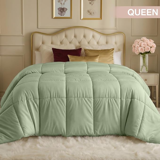 Utopia Bedding Duvet Insert, Comforters Queen Size 88 x 88 in, Sage Green | Cozy All Season Comforter for Kids and Teens, Unisex, Down Alternative Fill, Soft Microfiber Shell, Machine Washable.