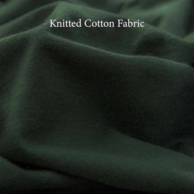 PURE ERA Jersey Knit Sheet Set Solid Forest Green California King | 100% Cotton, 3 Piece Set, T Shirt Soft, Breathable, Envelope Closure Pillowcases, Hidden Zipper, 8 Ties, No Insert, Modern