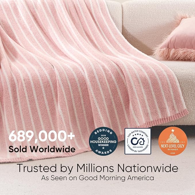 Snuggle Sac Bedding Blanket, Pink, Twin Size 60x80 | Ultra Soft, Warm Cozy Knit Fuzzy, For Sofa, Bed, Living Room