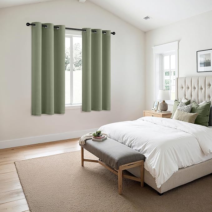 MIULEE Blackout Curtains for Bedroom 2 Panels 40 x 54 Inch Long Sage | Thermal Insulated, Living Room Darkening Grommet Drapes, Noise Reducing, Light Blocking Window Treatments