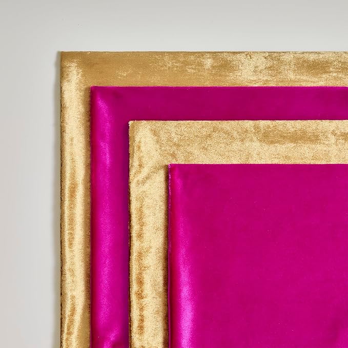 GIGIZAZA Pack of 4 Decorative Velvet Pillow Covers 18x18 Hot Pink Gold | Throw Pillows for Couch Sofa,280gsm Soft Textured Fabric,Modern Accent Pillowcases,Luxury Living Room Cushion Covers