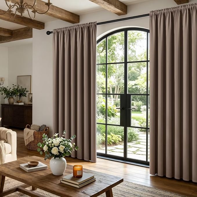 CUCRAF Khaki Blackout Curtains 72 inch Length 2 Panels Set, Rod Pocket Room Darkening Drapes for Bedroom Living Room, Insulated Thermal Light Blocking Window Curtain (W52 x L72 Inch)