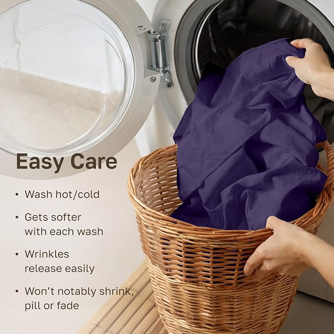 California Design Den 100% Cotton Sateen Full Size Fitted Sheets, Purple | 400 Thread Count Backed by Good Housekeeping Seal, 16" Deep Pocket, All-Around Elastic, No-Pop Fit, Durable, OEKO-TEX