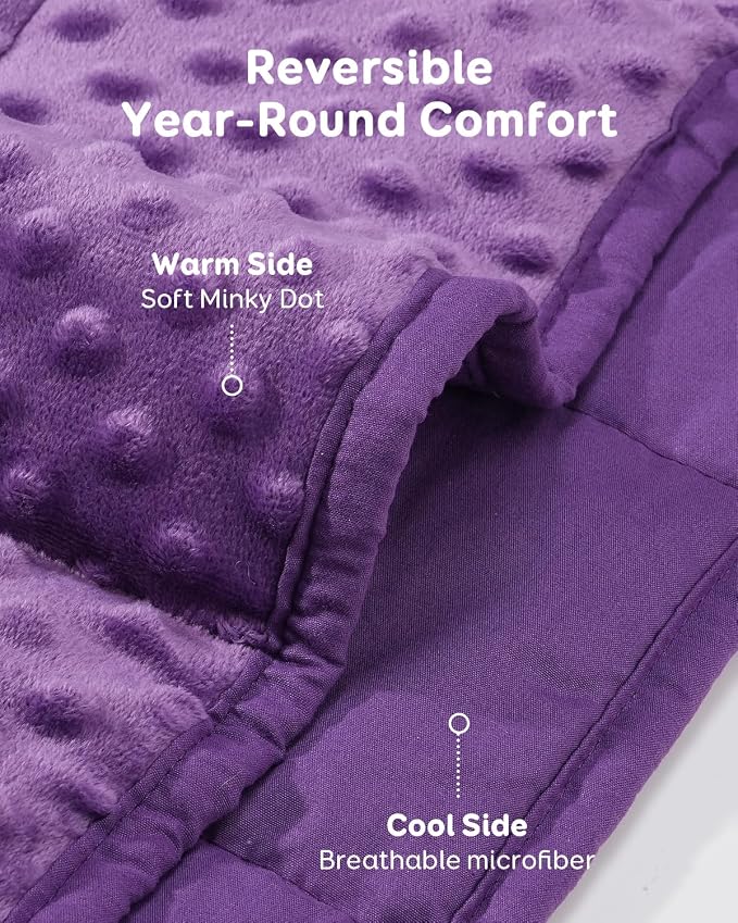 12lbs Weighted Blanket for Adults, 48"x72" Twin Size Heavy Blankets | Soft Raised Minky Dot Texture, Reversible Cooling & Cozy for All Seasons, 7-Layer Design for Even Weight, Machine Washable