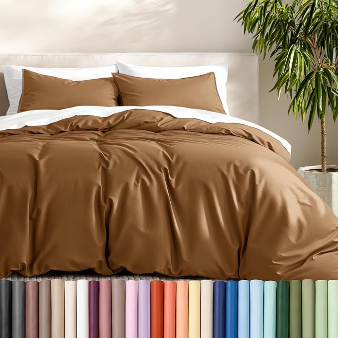 Bare Home Duvet Cover Set 1800 Ultra-Soft (Twin/Twin XL, Caramel) | Lightweight, Cooling, Breathable, Premium 1800 Ultra-Soft, All-Season