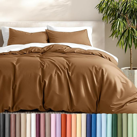 Bare Home Duvet Cover Set 1800 Ultra-Soft (Twin/Twin XL, Caramel) | Lightweight, Cooling, Breathable, Premium 1800 Ultra-Soft, All-Season