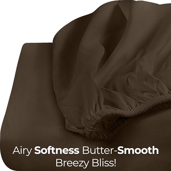 King Fitted Sheet, Ultra Soft Fits Up to 16 Inch Deep Pocket, Brown | Hotel Comfort, Cooling & Breathable Cotton like Polyester, Easy Fit, Wrinkle & Fade Resistant, Snug Fit, Easy Care, Oeko-Tex