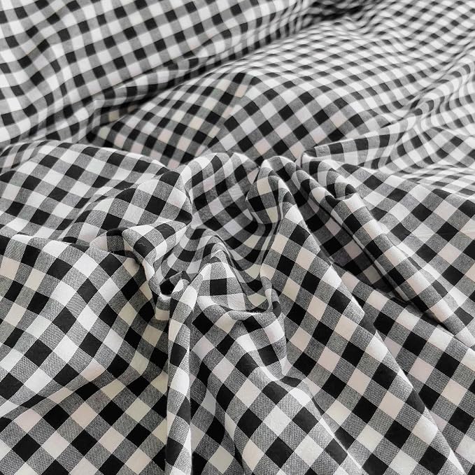 LifeTB Black Gingham Comforter Set Full Size Ruffle Plaid Checkered Pattern Comforter Farmhouse Plaid Gingham Bedding Comforter Set with 2 Pillowcases Luxury Soft Fluffy Grid Bedding Set Full Size