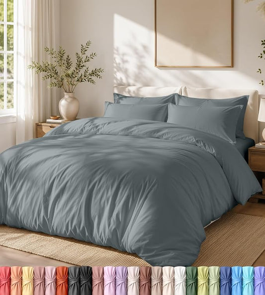 Utopia Bedding Duvet Cover Set with Pillowcases - 3 Pieces Bedding Duvet Cover with Zipper Closure - 1 Duvet Cover with 2 Pillowcases - Soft Brushed Microfiber (Queen, Grey)
