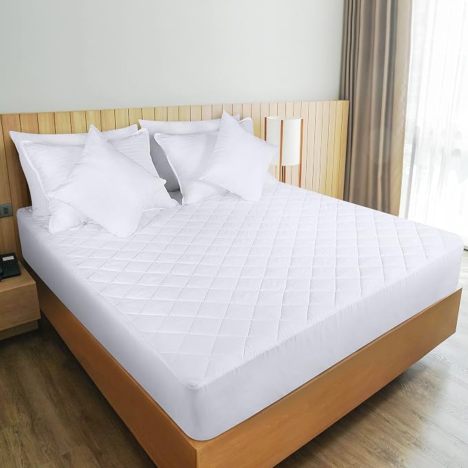 Quilted Fitted Mattress Pad, Twin Mattress Protector Topper with Deep Pocket Stretches up to 16 Inches, Machine Washable Mattress Cover by Utopia Bedding (White) | Soft Breathable Fitted Mattress Cover, Noiseless, Deep Pockets & Machine Washable for Ho...