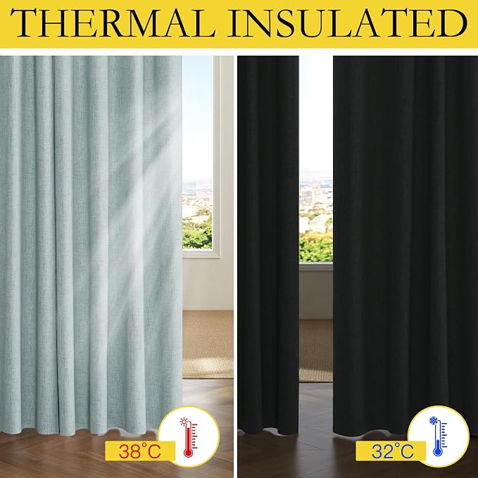 NICETOWN Seafoam Green Blackout Curtains 84" L for Living Room 2 Panels | Cozy Bedroom Curtains for Kids Room Nap Time, Noise Reducing, Privacy Protection, Thermal Insulated, W52" x L84" per Panel