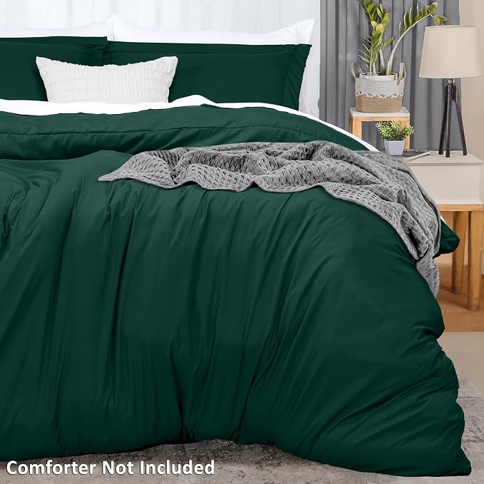 Duvet Cover King, 3 PC Cotton Like Polyester With Zipper Closure, Emerald | Extra Soft and Breathable, Wrinkle & Fade Resistant, Includes Duvet Cover and 2 Pillow Shams, Comforter Not Included, OekoTex
