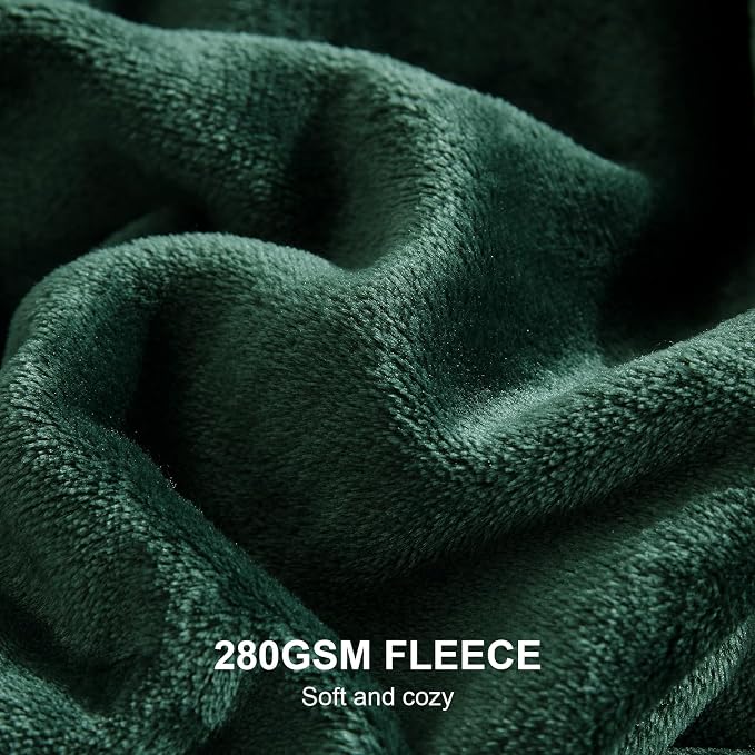 Hansleep Twin Dark Green Fleece Blanket, Soft Flannel Bed Blanket | Fuzzy Cozy Blanket 60x80 Inches, Multi-use for Bed, Sofa, Couch, Travel, Camping, All Season Warm Lightweight Cover