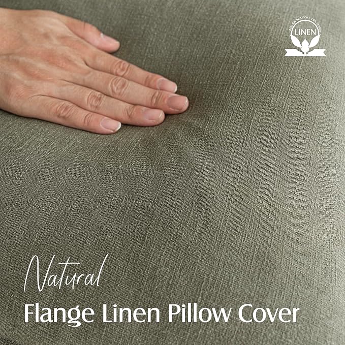 Foindtower Decorative Linen Lumbar Throw Pillow Covers 12x20 Olive Branch | Pack of 2 Boho Farmhouse Pillowcase,Accent Neutral Solid Cushion Covers,Morden Home Decor for Couch Sofa Bedroom Living Room