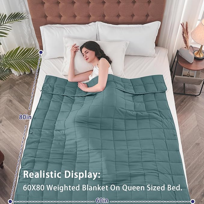 yescool Weighted Blanket for Adults (25 lbs, 88” x 104”, Teal) Cooling Heavy Blanket for Sleeping Perfect for 240-260 lbs, King Size Breathable Blanket with Premium Glass Bead