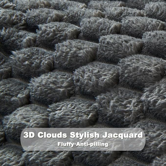 NEWCOSPLAY Fleece Clouds Cozy Twin Blanket for Couch, Grey, 60"x80" | Premium Silky Flannel Blanket, Soft Lightweight Fluffy Throw Blanket for Bed Sofa Decor, Gift for All Season Use