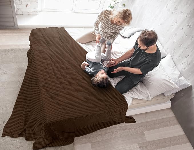 Utopia Bedding 100% Cotton Waffle Blanket Twin Size Brown, 90x72 Inch | Lightweight Breathable Cozy Summer Bed Blanket Home Decor Gift for Women and Men