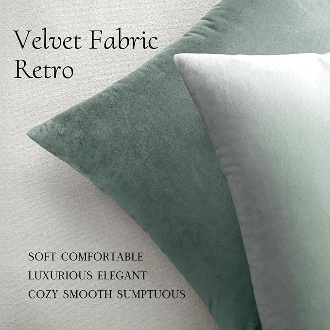 MIULEE Velvet Throw Pillow Covers 20x20 Inch Pack of 2 Aqua Haze | Soft Solid Decorative Pillow Covers, Modern Luxury Home Decor, for Couch Chair Sofa Bedroom Livingroom