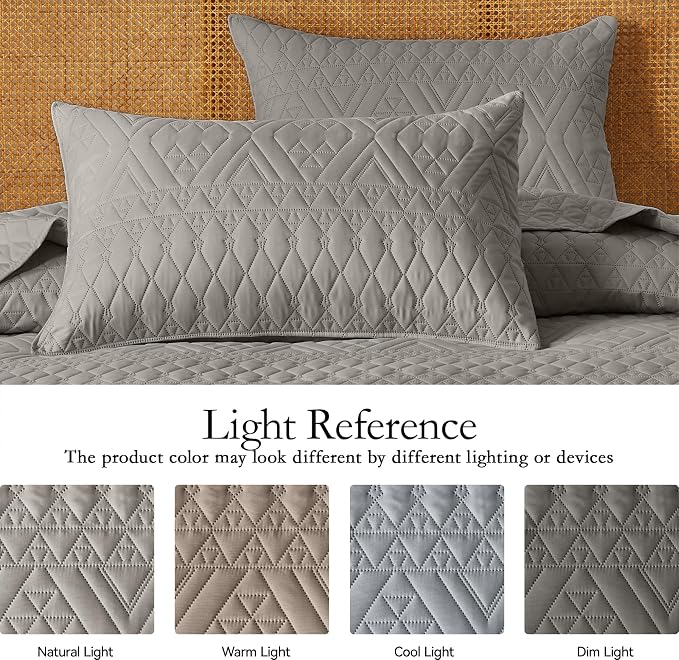 akkialla Twin Size Quilt Bedding Set,Dark Grey Lightweight Microfiber Soft Bedspreads,Modern Style Geoetric Pattern Coverlet Set for All Seasons,2 Piece(1 Quilt,1Pillow Sham)