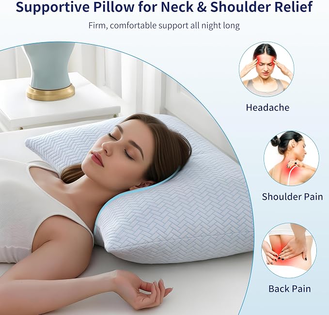 DOWNCOOL Cooling Shredded Memory Foam Pillows King Size Set of 2, 20"X36" | Adjustable Loft, Cool Pillow for Hot Sleepers, Supportive Firm Pillow for Side Back Stomach Sleepers, Removable Cover