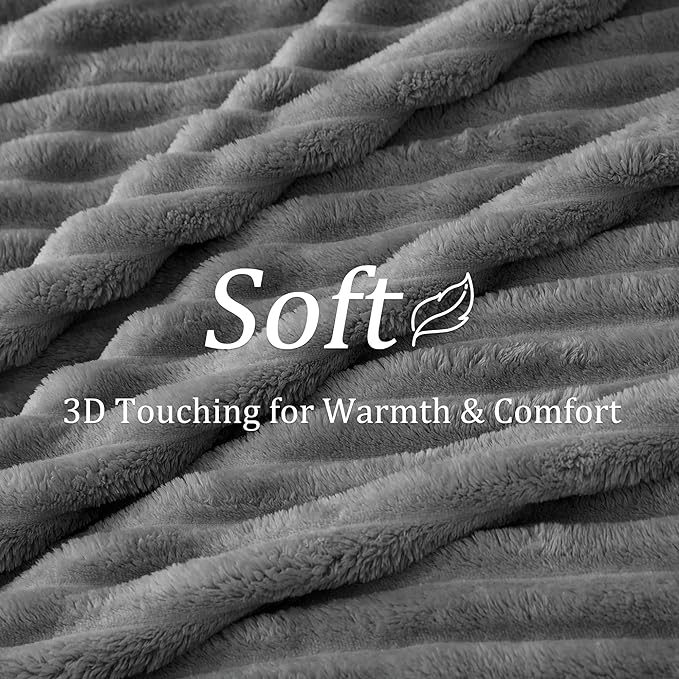 BEDELITE Striped Fleece Throw Blanket, Crey, 50"x60" | 300GSM Microfiber Fleece, Soft Cozy, Lightweight Warm, Machine Washable, Room Decor, Gifts for Women Girls, for Couch Sofa