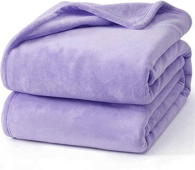 Hansleep Throw XL Light Purple Fleece Blanket, Soft Flannel Bed Blanket | Fuzzy Cozy Blanket 50x70 Inches, Multi-use for Bed, Sofa, Couch, Travel, Camping, All Season Warm Lightweight Cover