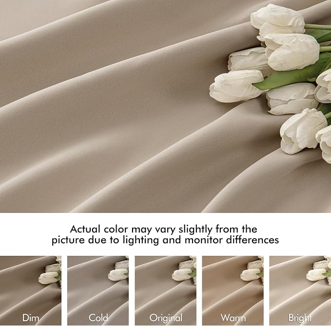 MIULEE Taupe Back Tab Blackout Curtains 52x120 Inch Long 2 Panels Set | Rod Pocket Pinch Pleated, Thermal Insulated, Bedroom Living Room Darkening Privacy Drapes, Extra Long Light Blocking Curtains