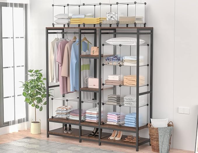 HOMIDEC Closet Organizers and Storage, 16 Cube Storage Organizer | Closet Organizer Bookshelf Cubes Shelves for Clothes, Bedroom, Kids Room, Bathroom, Wardrobe, Garment Racks, Transparent