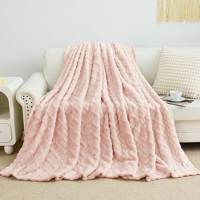 Aganear Fleece Throw Blanket for Couch Sofa 60"x80" Pink | Lightweight Fuzzy Throw,Warm Gift for Women,Christmas,Housewarming,Soft,Boho Design for Room Home Decor,All-Season Use