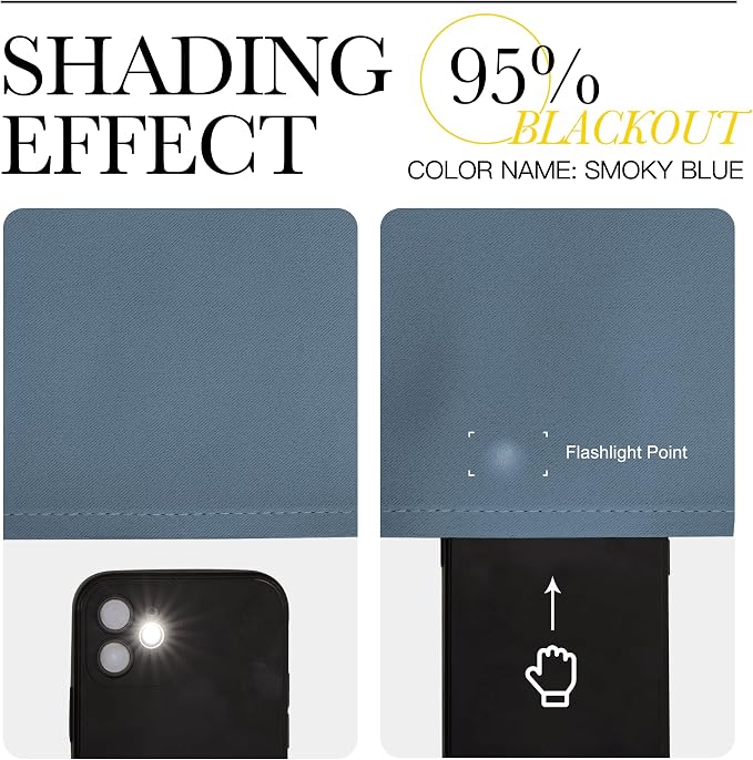 NICETOWN Smoky Blue Blackout Curtains for Living Room 84 inches Long - Grommet Room Darkening Window Treatments Sound Reducing Drapes for Bedroom, 2 Panels, W52 x L84