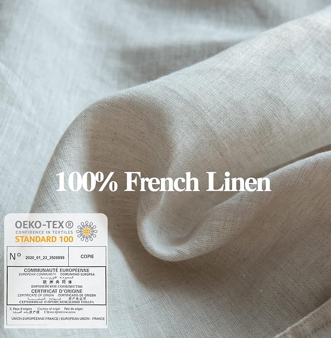 Simple&Opulence 100% Washed Linen Euro Shams 26'' x 26'' Pack of 2, Basic Style Solid Color Natural Flax Farmhouse Decorative Square Throw Pillow Covers for Bed Couch Sofa - Linen
