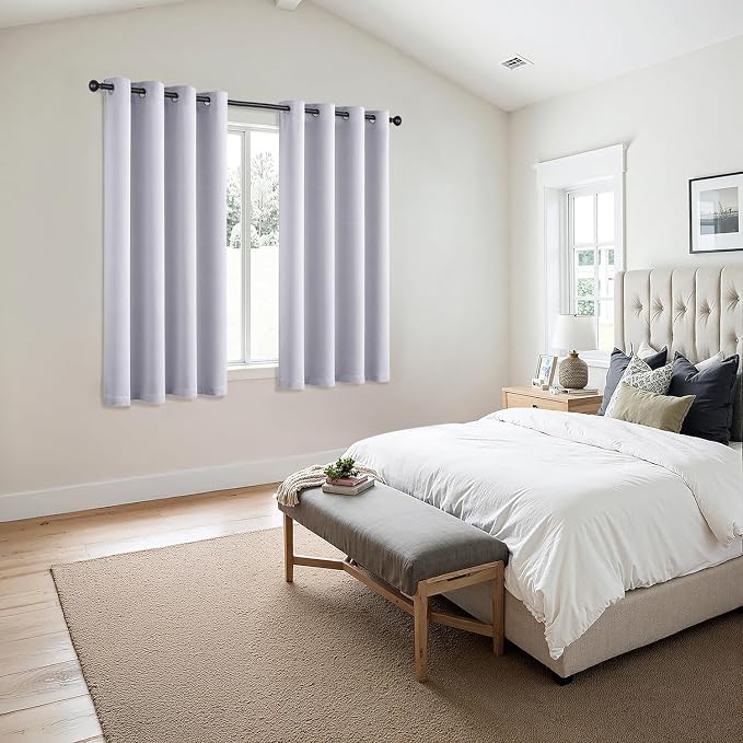 MIULEE Blackout Curtains for Bedroom 2 Panels 50x63 Inch Long Greyish White | Thermal Insulated, Living Room Darkening Grommet Drapes, Noise Reducing, Light Blocking Window Treatments